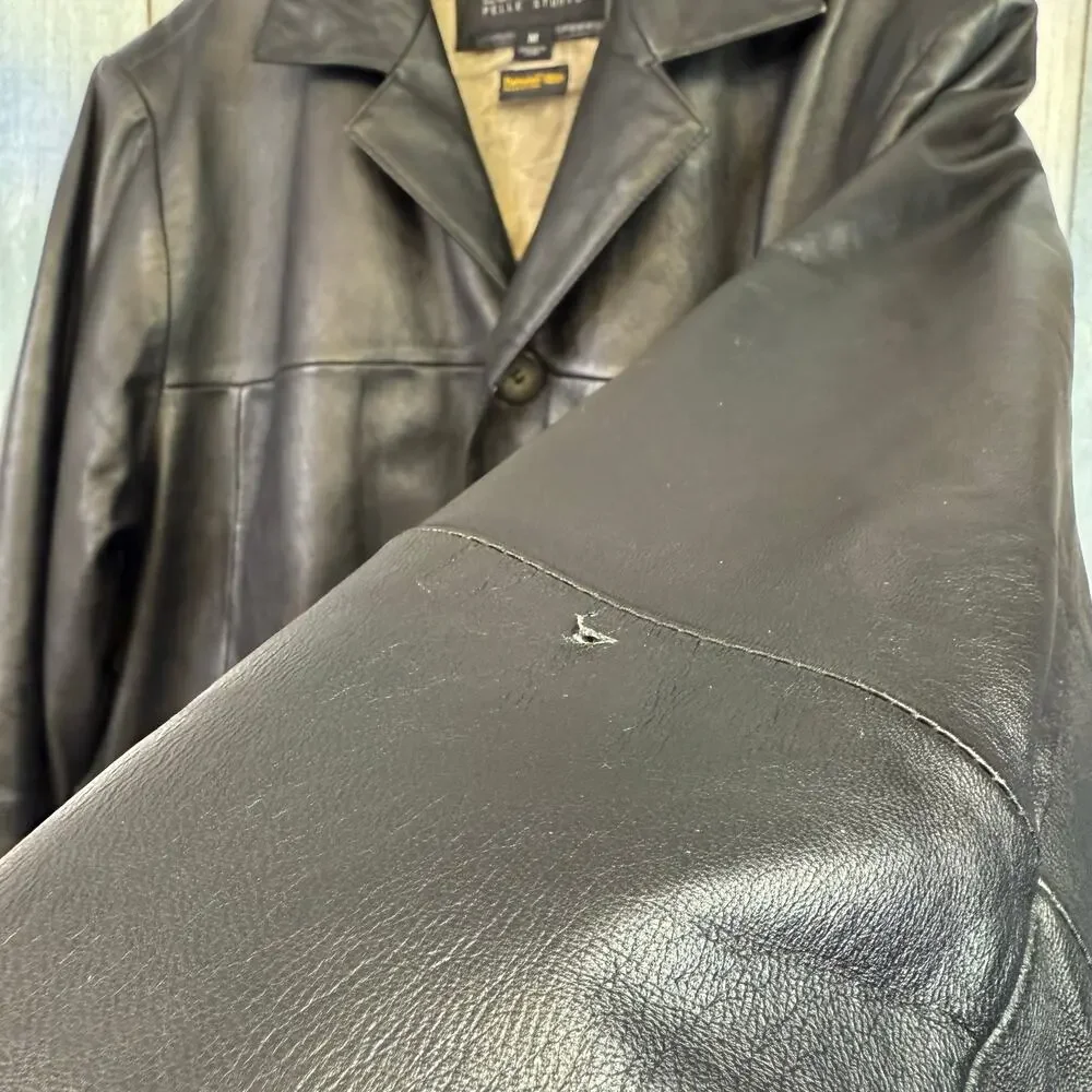 Wilsons Leather Pelle Studio Medium Button Down Jacket Coat Thinsulate Conceal